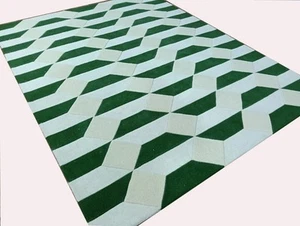 Modern Coastal Fish Celestial Blue Hand-Tufted 100% Wool Soft Area Rug Carpet - Picture 1 of 9