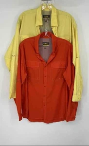 Cabela's Mens Yellow Red Long Sleeve Button-Up Shirt Size M Lot Of 2 - Picture 1 of 7