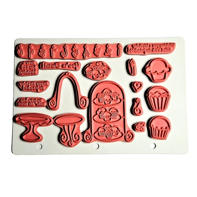 Estampillas de goma adhesivas sin marca CUPCAKE PARTY número velas de cumpleaños bb315 Foto 1 de 2