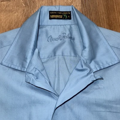 Camisa De Colección Van Heusen Cuello Lazo Arnold Palmer Rockabilly MCM 1960s Para Hombres Pequeña Foto 1 de 4