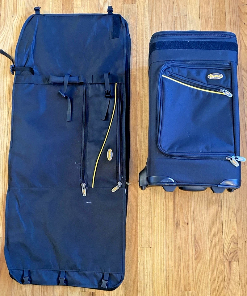 Maleta de mano con ruedas Sky Roll 23" equipaje de viaje y bolsa de ropa de lona negra Foto 1 de 4