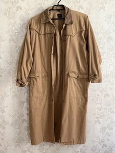 Lizsport Duster Coat Sz M Tan Camel Long Western Cowgirl, Cowboy Yellowstone - Picture 1 of 12