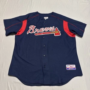 Camiseta deportiva de entrenamiento de primavera Atlanta Braves Majestic auténtica BP XL azul en blanco - Imagen 1 de 12