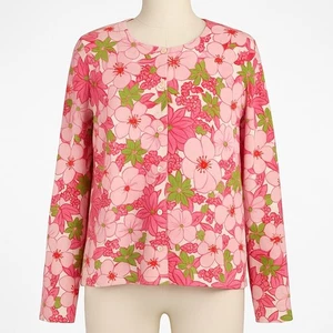 Vtg Quaker Factory Floral Beaded Cardigan Sweater 1X Pink Coquette Fairy Preppy - Picture 1 of 10