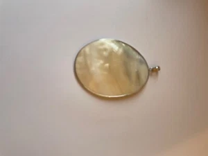 Pendant Silver Tone Signed 18K GP Abalone 3” - Picture 1 of 4