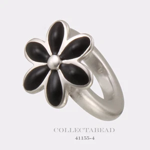 Authentic Endless Sterling Silver Black Enamel Flower Silver Bead 41155-4 - Picture 1 of 1