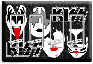 KISS SHOCK HARD ROCK HEAVY GLAM METAL BAND 4 GFCI LIGHT SWITCH PLATES ROOM DECOR - Picture 1 of 1