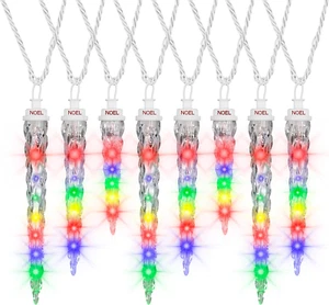 61-LED 10 Count Shooting Star Multicolor LED Plug-In Christmas Icicle Lights 116 - Picture 1 of 1