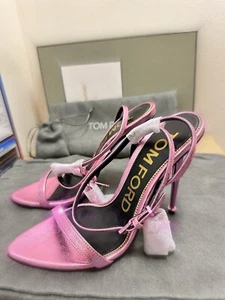 Tom Ford Padlock 105 Naked Pink Heeled Sandals Sz 37 - Picture 1 of 4