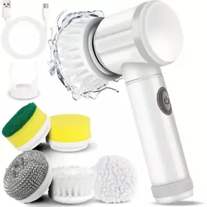 Electric Spin Scrubber - 5 Brush Heads, Handheld, Rechargeable Sink Cleaner - Picture 1 of 9
