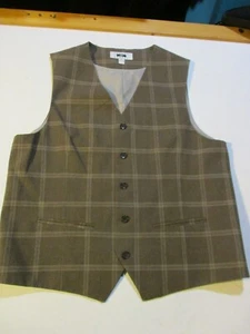 JOSEPH ABBOUD BRAND DRESS SUIT VEST MEDIUM BROWN CHECK WITH LINING - Picture 1 of 9