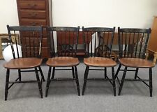 Set (4) Hitchcock Black Harvest Maple Farm Side Chairs Gold Accents