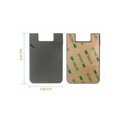 3x Silicone Credit Card Holder Cell Phone Wallet Pocket Sticker Adhesive Gray US - Image 1 of 4