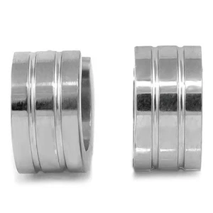 High Polished Top Grade Stainless Steel Round Hinged Hoop Huggie Earrings 12Mm - Picture 1 of 2