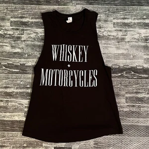 Men’s Sleeveless Whiskey and Motorcycles Size Medium Black The Last Rebel Shirt - Picture 1 of 11