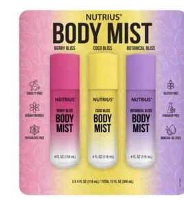 Nutrius Body Mist, 4 fl oz, confezione da 3 - nuovo scatola aperta - Foto 1 di 5