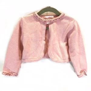Janie and Jack Cropped Toddler Girls Pink Cardigan Angora Cotton Blend 18/24 Mos - Picture 1 of 5