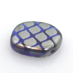 böhmische Perlen edle Glasperle 20mm blau silber Scheibe zur Schmuckherstellung