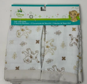 NWT Disney Baby Tan Beige White The Lion King Simba Muslin Security Blanket -2Pk - Picture 1 of 5