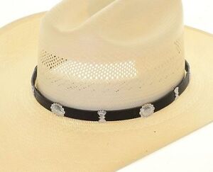 Navajo Sterling Silver Southwestern Concho Hatband Adjustable Leather Hat Band
