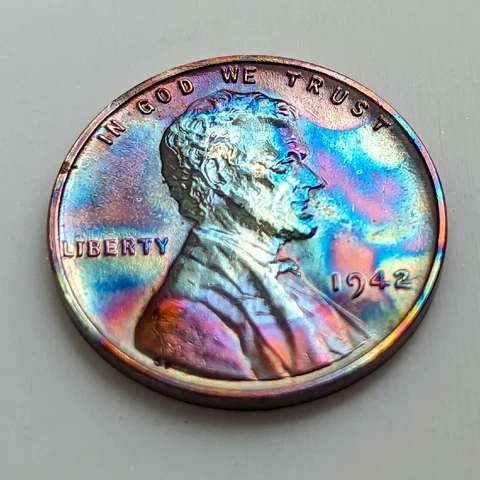 1942 All Colors Rainbow Toned Lincoln Wheat Cent Penny Red Blue Pink Green Gold Cover