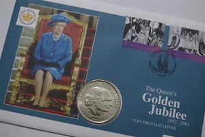 🧭 🇹🇨 TURKS & CAICOS 5 CROWNS 1997 ELIZABETH & PHILIP COIN COVER B85 #46 - Imagen 1 de 5