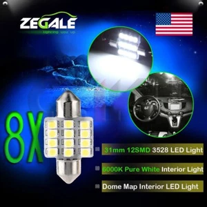 For 8X Pure White 31mm Festoon Interior LED Light Auto Interior Led light 12SMD - Picture 1 of 6