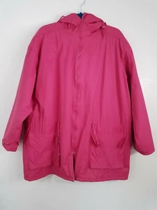 Vintage WIPPETTE Rainthings Pink Vinyl Fleece Jacket Rain Coat Hoodie Sz XL A9 - Picture 1 of 6