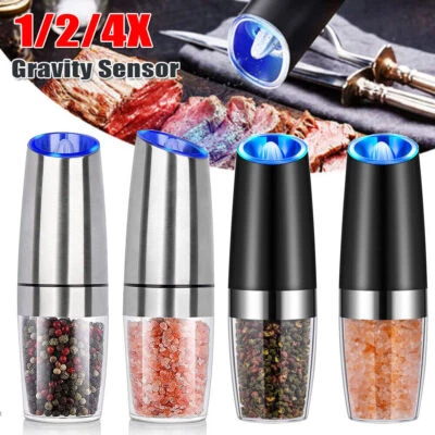 1/2/4PCS Automatic Electric Gravity Salt Pepper Grinder Adjustable Mill W/Light - Image 1 of 4
