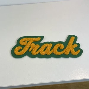 Rare VINTAGE LETTERMAN Track  PATCH - GREEN & GOLD - NEW Chenille Felt - Picture 1 of 11