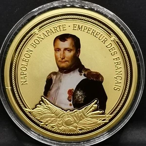MEDAILLE NAPOLEON I BONAPARTE EMPEREUR DES FRANCAIS dorée à l'or fin / 33mm - Picture 1 of 2