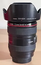Canon EF Objektiv 24–105 mm. Objektiv F4 L IS Bildstabilisator USM AF. 2x Kappen & Kapuze
