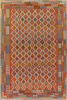 Pastel Color Southwestern Reversible Kilim Hand-woven Room Size Area Rug 10'x13' - Image 1 of 4