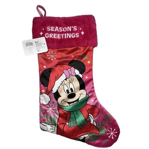 NWT Disney Christmas 17 in Minnie Mouse Pink Mrs Claus Suit Stocking - Picture 1 of 7