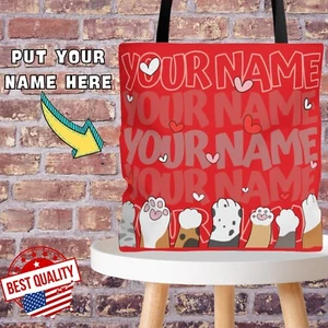 Süße personalisierte Tragetasche Katzenpfote, Schultertasche, individuelles Geschenk für sie - Bild 1 von 11