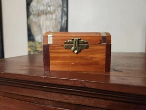 Vintage Wooden Treasure Chest - Dome Top - Hinged with Latch - Made in USA - Picture 1 of 8