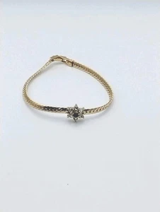 Pulsera para mujer enchapada en oro espiga estrella del sol cristal zafiro azul 8" - Imagen 1 de 10