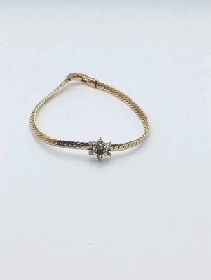 Pulsera para mujer enchapada en oro espiga estrella del sol cristal zafiro azul 8" Foto 1 de 4