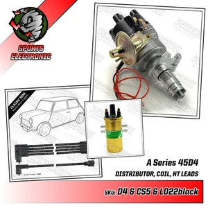 A Series engine Electronic Distributor 45D Lucas Gold Sports Coil Black HT Leads - Picture 1 of 11