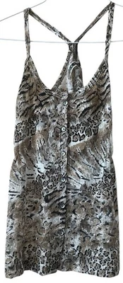 Bke By Anthropologie Button Down Sheer Racerback Animal Print Top Boho Small - Image 1 of 4