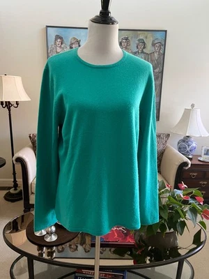 NWOT Lands End 100% Cashmere Turquoise Crew Neck Sweater Size XL - Image 1 of 4