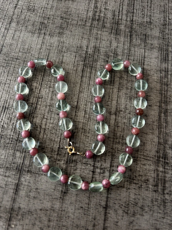 302: Винтажное элегантное ожерелье из натурального турмалина и аквамарина ювелирные изделия ручной работы - Изображение 1 из 4