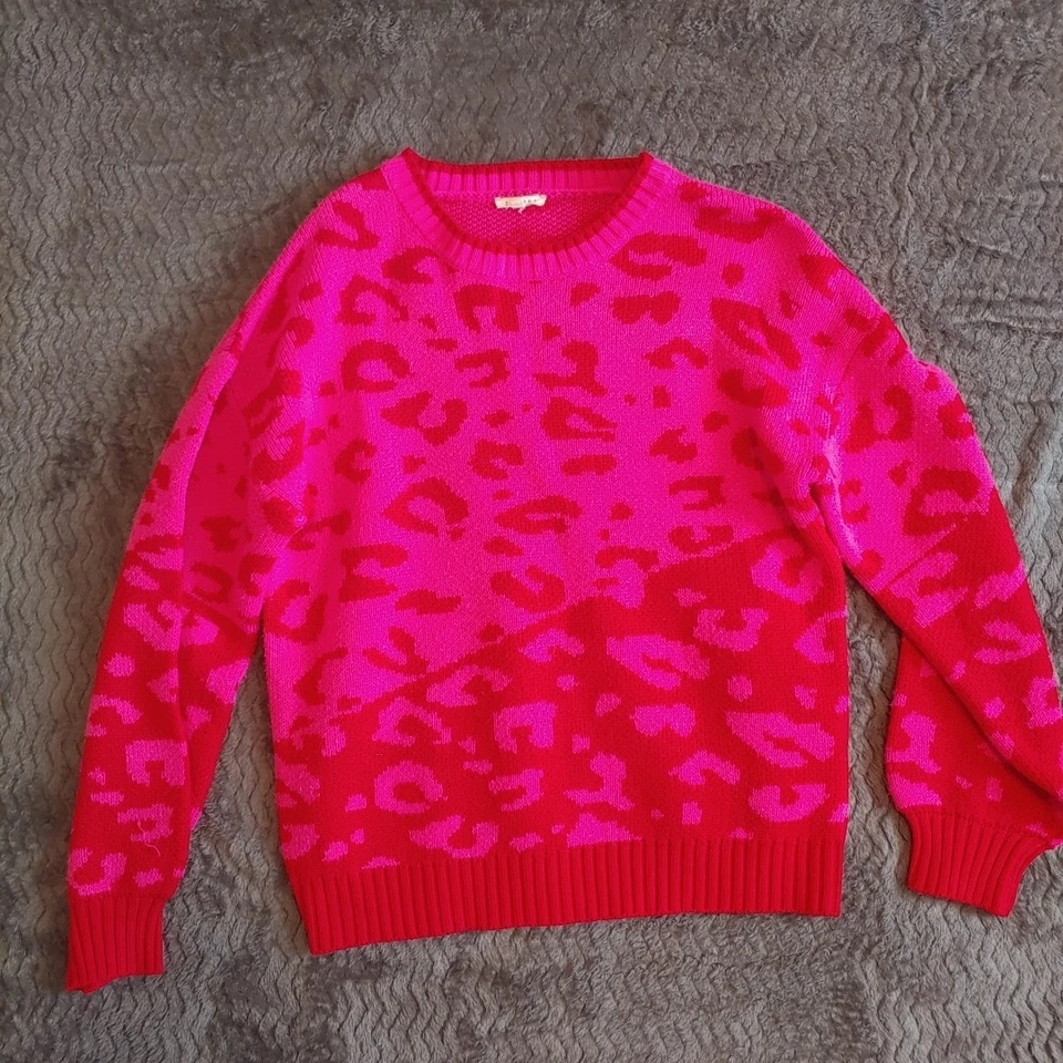 Womens Small Jodifl Pink Leopord Sweater Foto 1 de 2