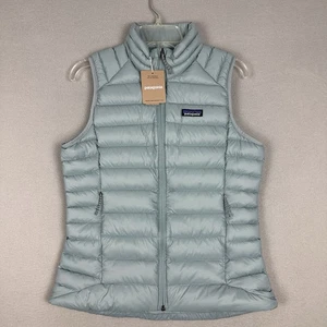 NEW Patagonia Vest Womens Large Light Blue Duck Down Puffer Outdoor Full Zip - Picture 1 of 7