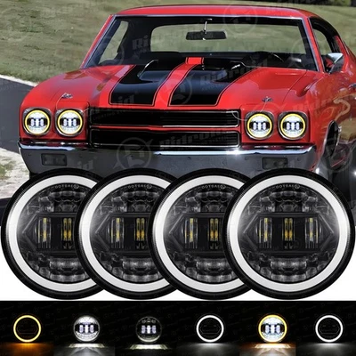 4pcs For Chevrolet Impala El Camino Chevelle 5 3/4" HI-Lo Round LED Headlights Foto 1 de 4
