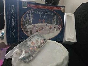 Happy Winter Holiday Village Anmated Skating Musical Pond Open Box - Picture 1 of 6