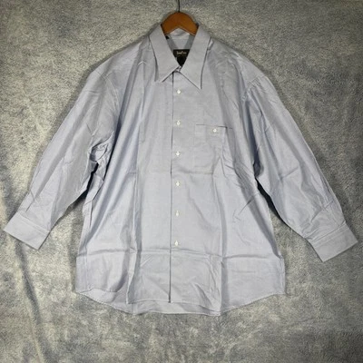 NEIMAN MARCUS Exclusive Blue NWT Houndstooth Cotton Button Down Shirt Size XL - Image 1 of 4