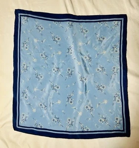 Disney Catalog Blue Silk Scarf Floral Square - Picture 1 of 7