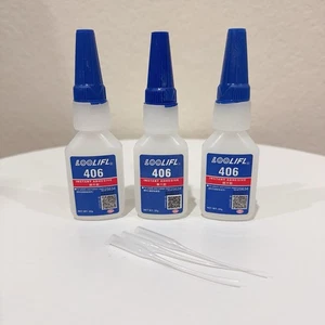 3x Loolifl 406 Instant Adhesive for Rubber and Plastic Glue 20g New - Picture 1 of 9