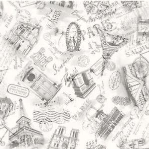 Fat Quarter Michael Miller Silhouettes De Paris Eiffel Tower 100% Cotton Fabric - Imagen 1 de 2